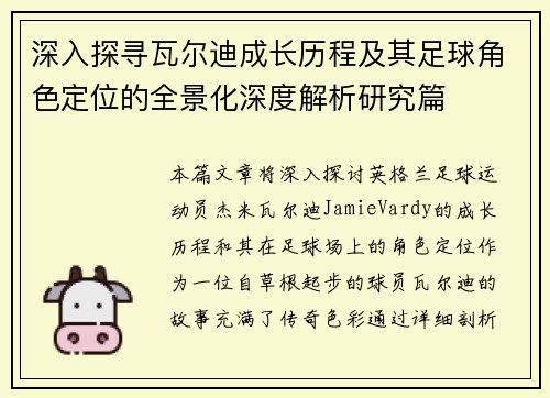 深入探寻瓦尔迪成长历程及其足球角色定位的全景化深度解析研究篇